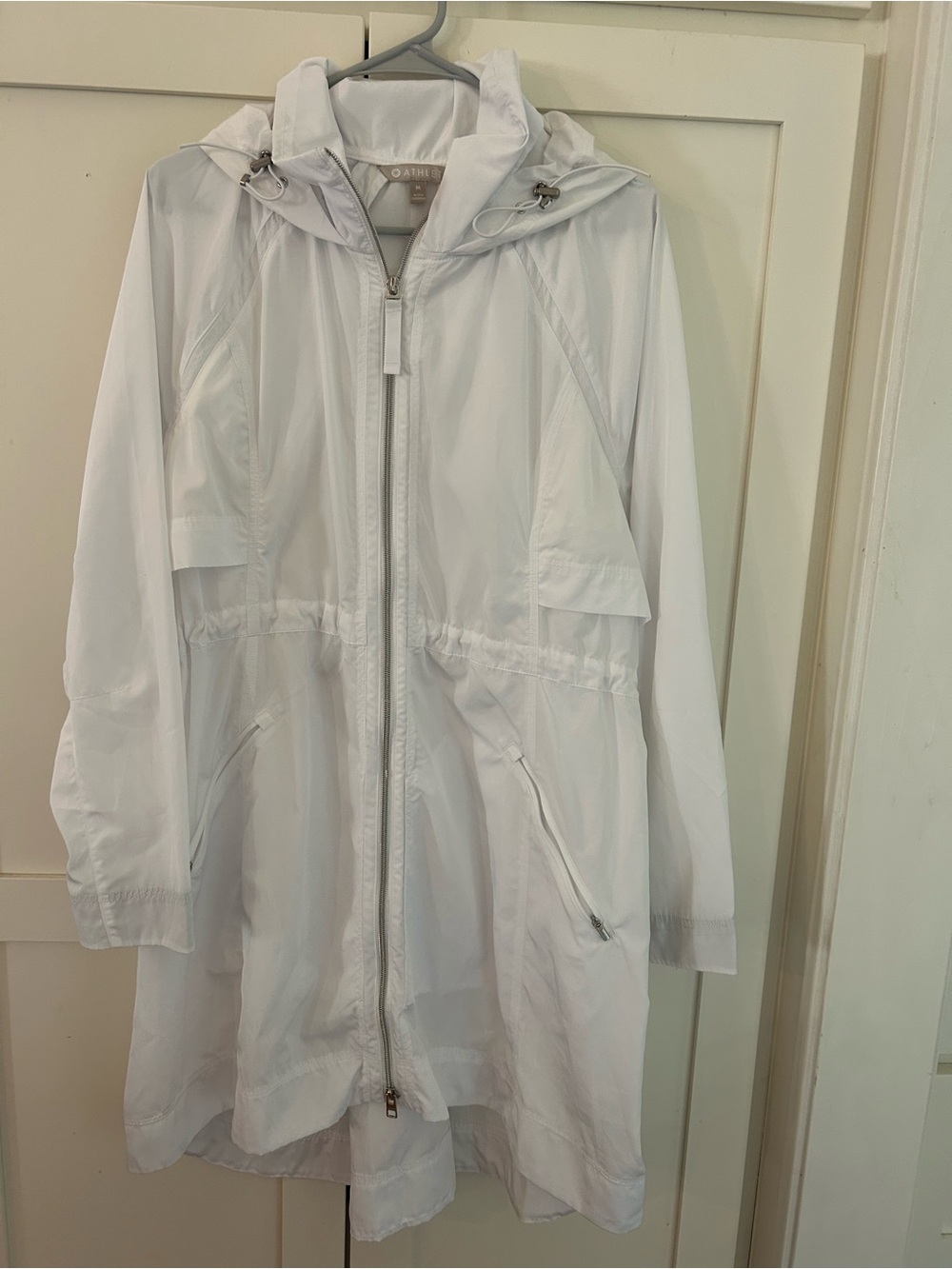 Athleta White Hooded Trench Anorak